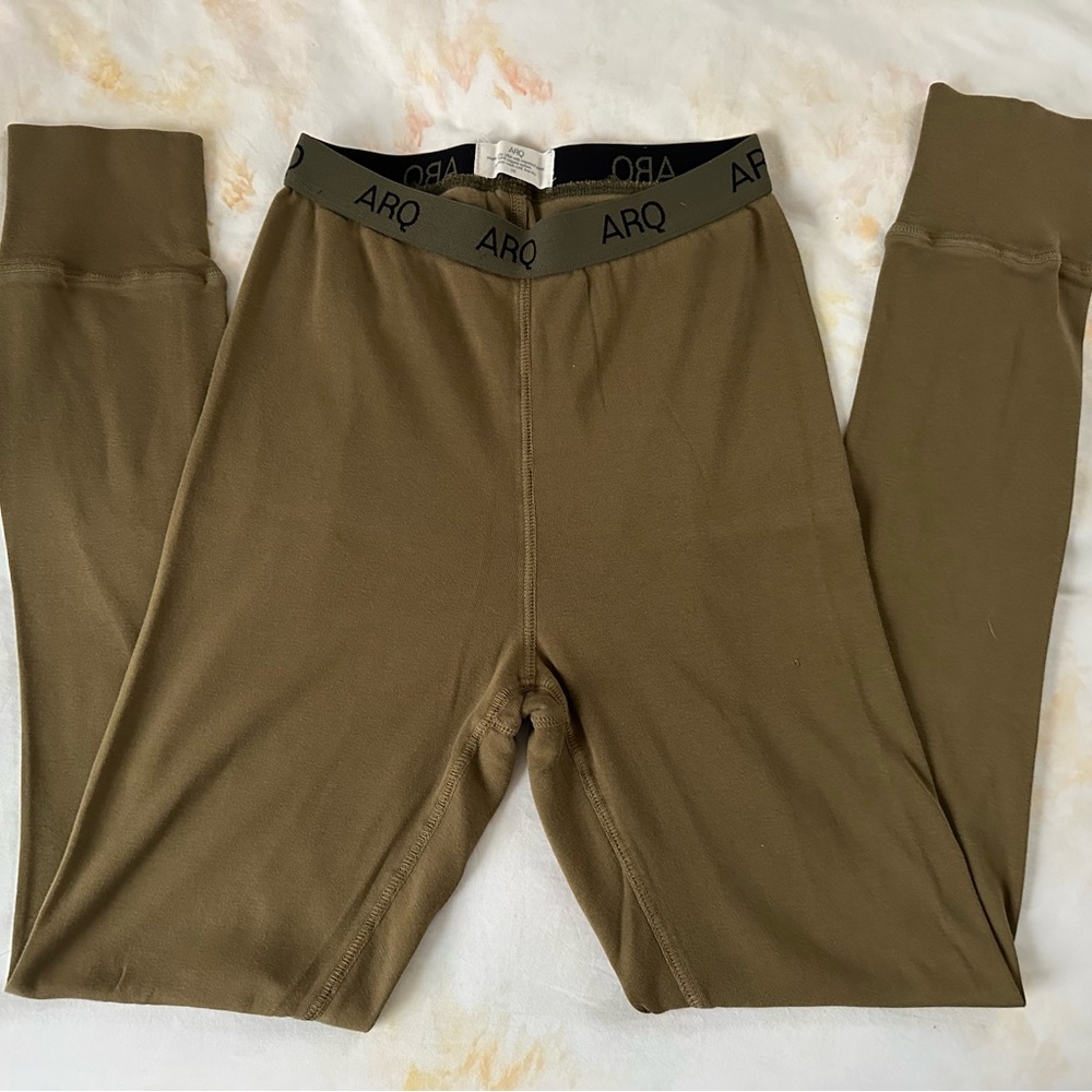 ARQ Women's Olive Green Leggings with Black Waistband